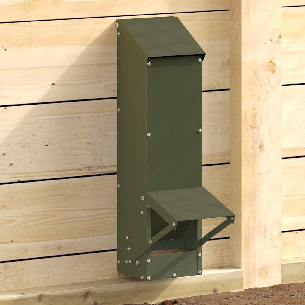 Mangiatoia per polli Vidaxx verde oliva 13 x 12 x 51 cm in acciaio laminato a freddo