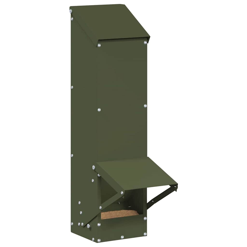 Vidaxl kip voerbak olijf groen 13 x 12 x 51 cm koudgewalst staal