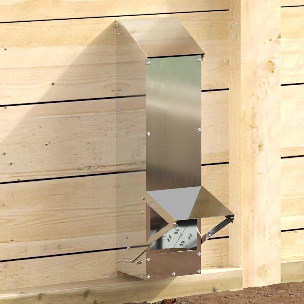 Vidaxl kip voerbak zilver 13 x 12 x 51 cm gegalvaniseerd staal