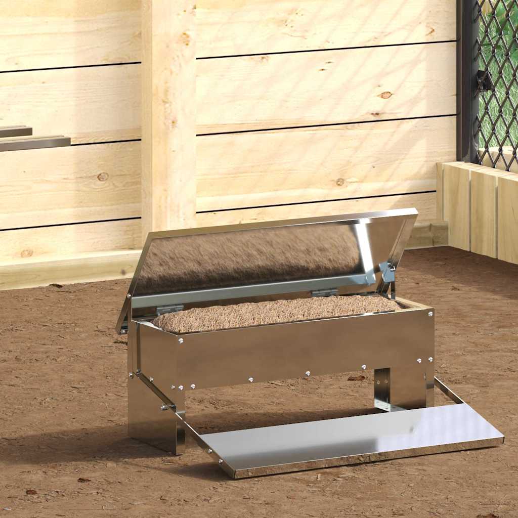Vidaxl mangime per polli a pedale argento 48,5 x 39,5 x 19 cm