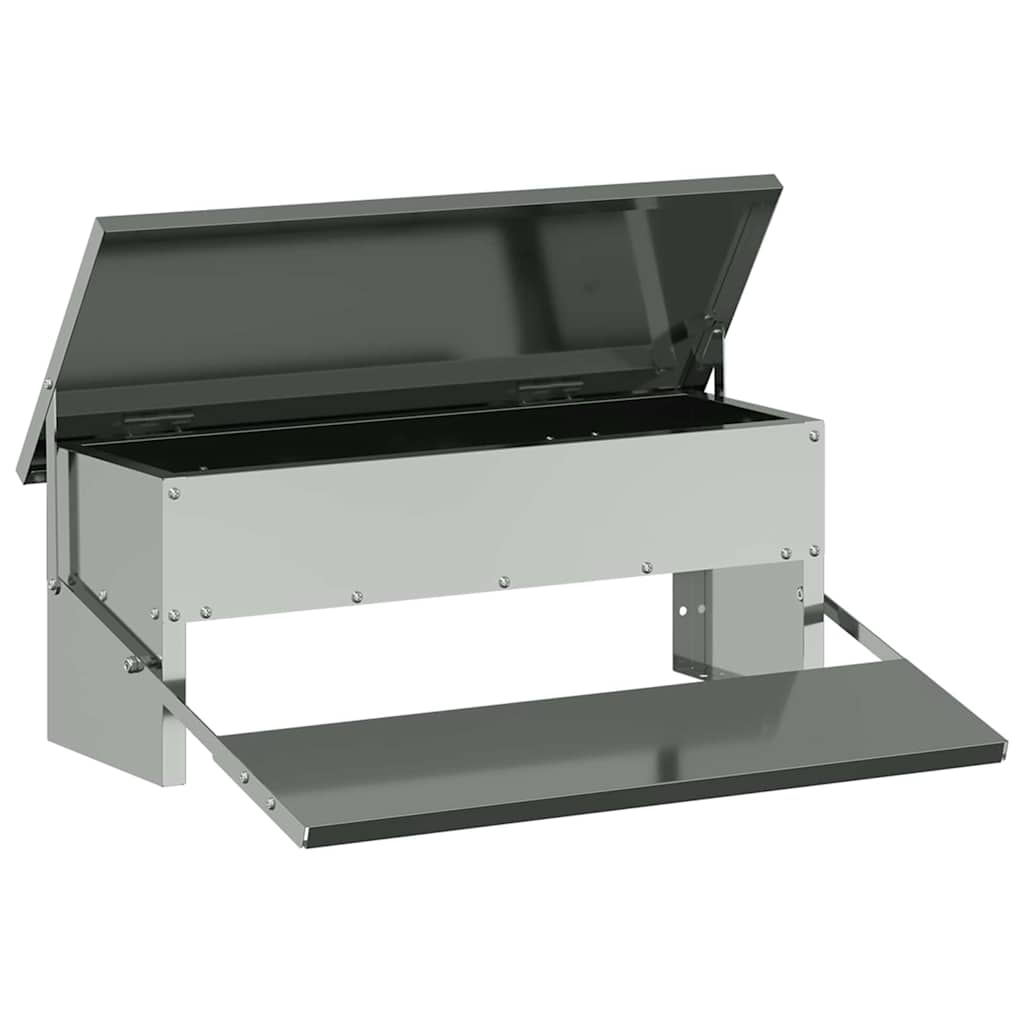 Vidaxl mangime per polli a pedale argento 48,5 x 39,5 x 19 cm