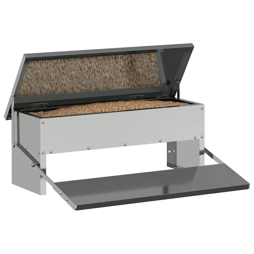 Vidaxl mangime per polli a pedale argento 48,5 x 39,5 x 19 cm