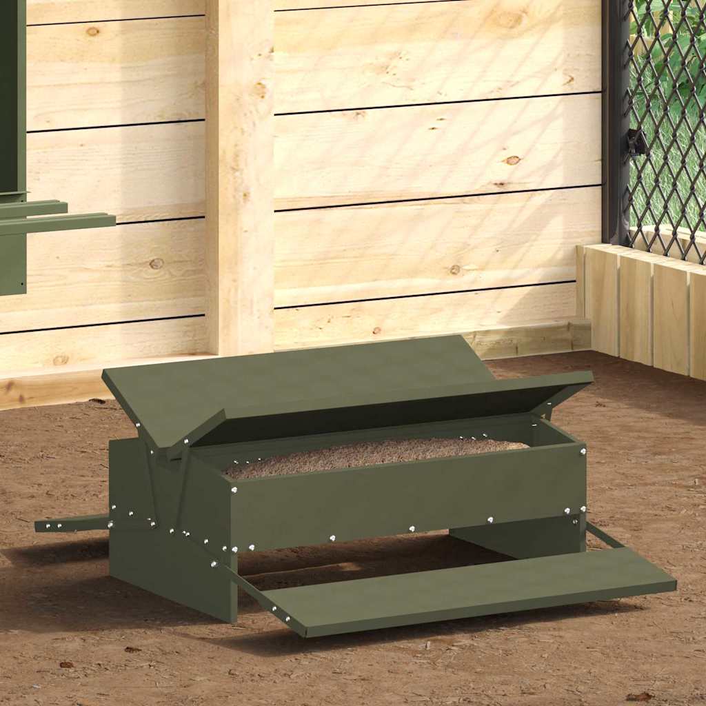 Vidaxl pedale per pollo alimento verde oliva 75 x 53 x 20,5 cm
