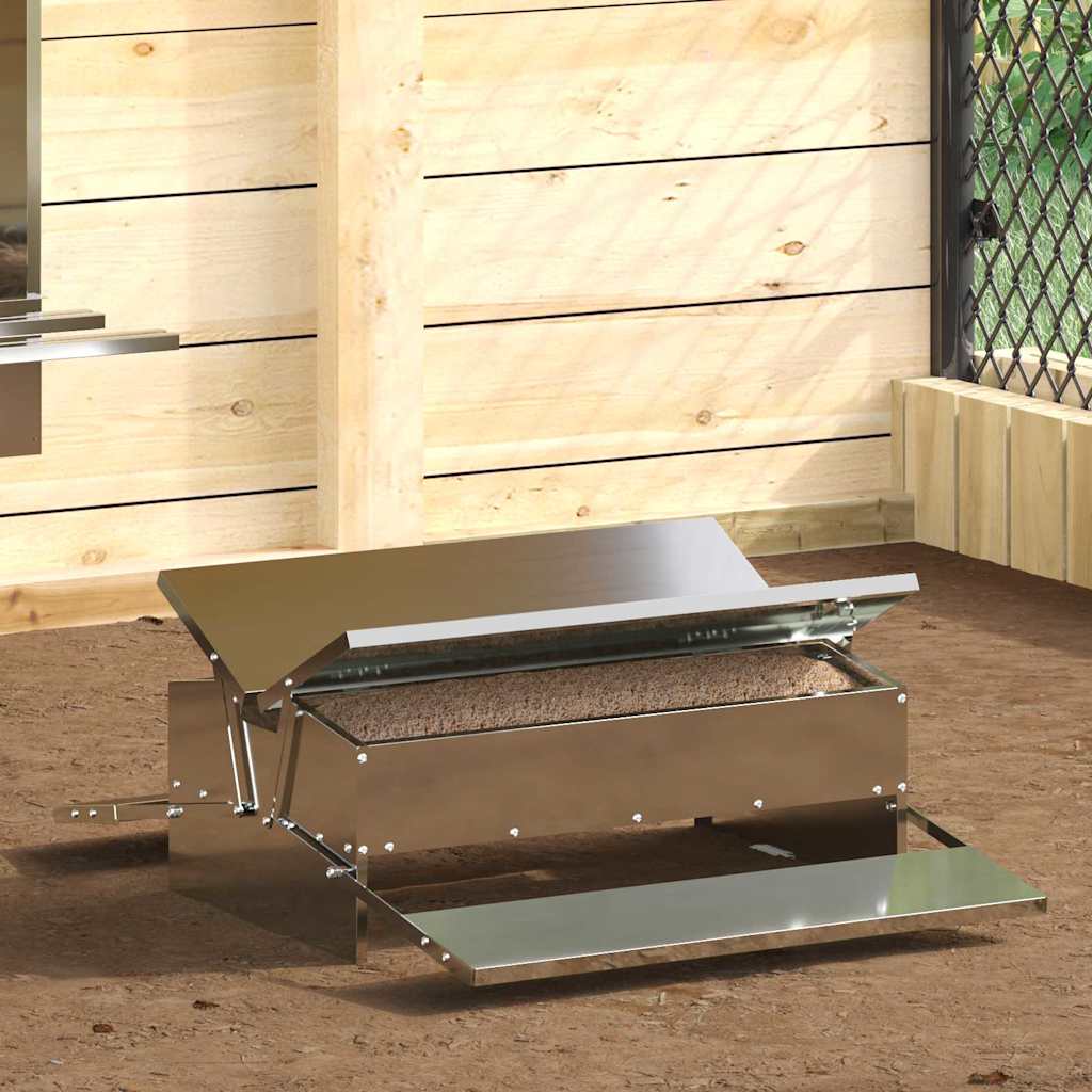 Vidaxxl mangime per polli a pedale argento 75 x 53 x 20,5 cm