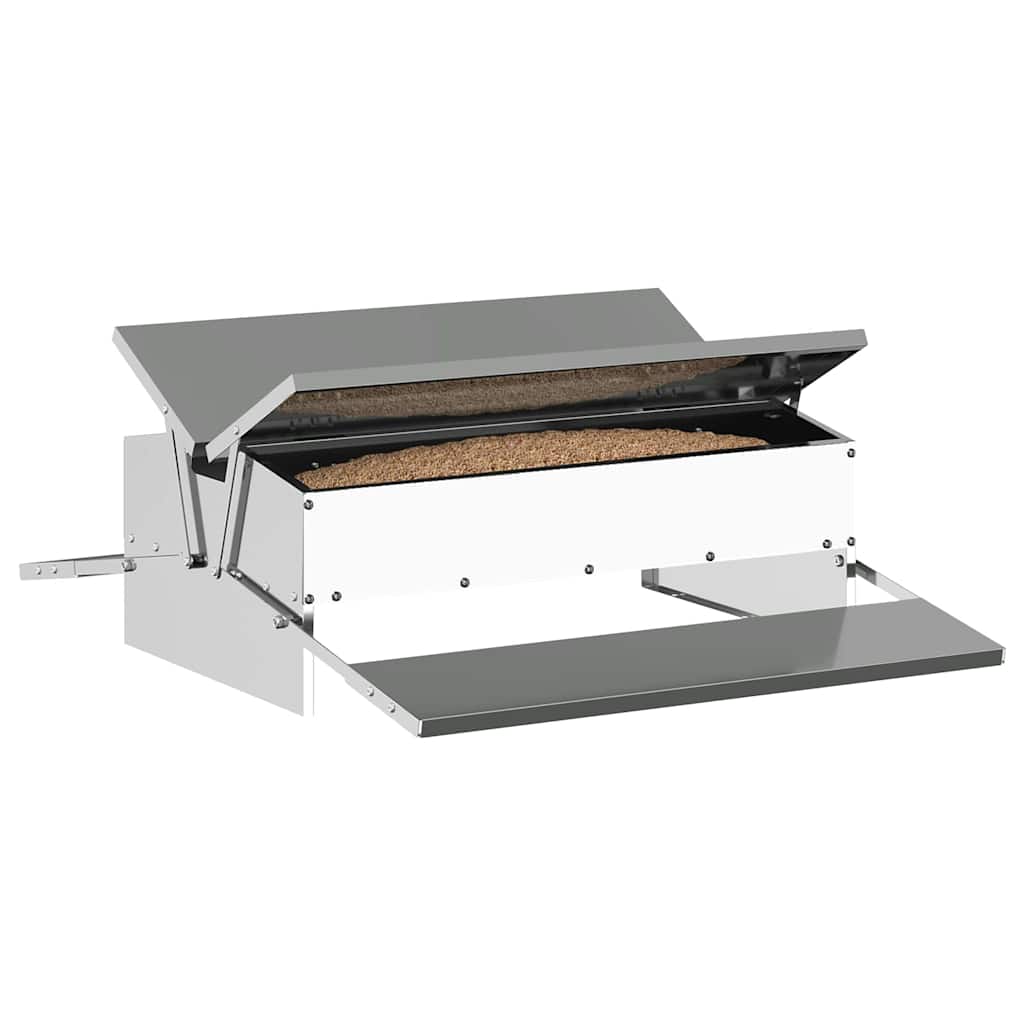 Vidaxxl mangime per polli a pedale argento 75 x 53 x 20,5 cm