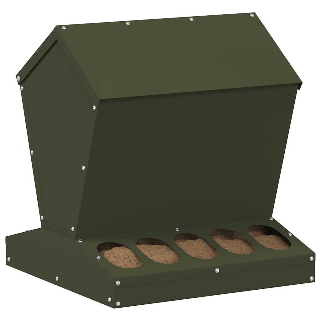 Vidaxl kip voerbak olijf groen 40 x 40 x 45 cm koudgewalst staal