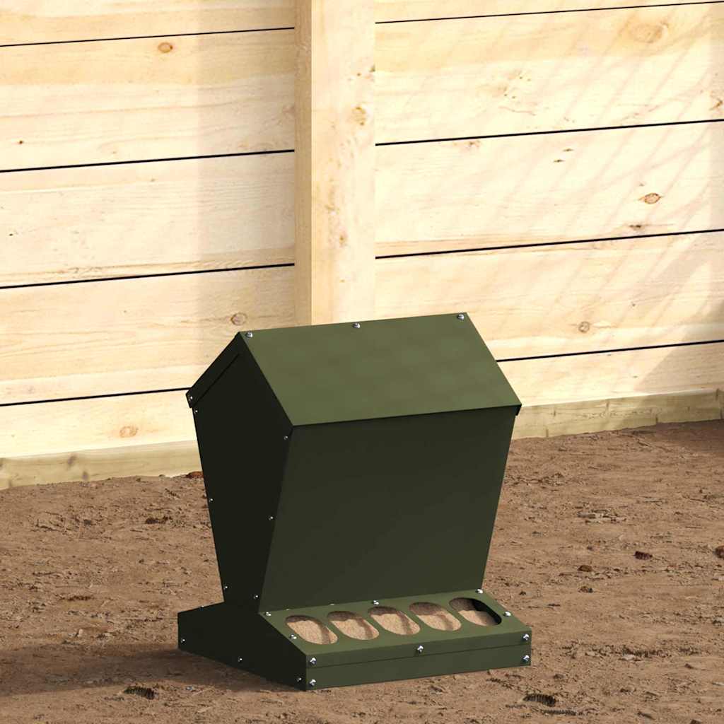 Mangiatoia per polli Vidaxx verde oliva 30 x 30 x 39 cm in acciaio laminato a freddo