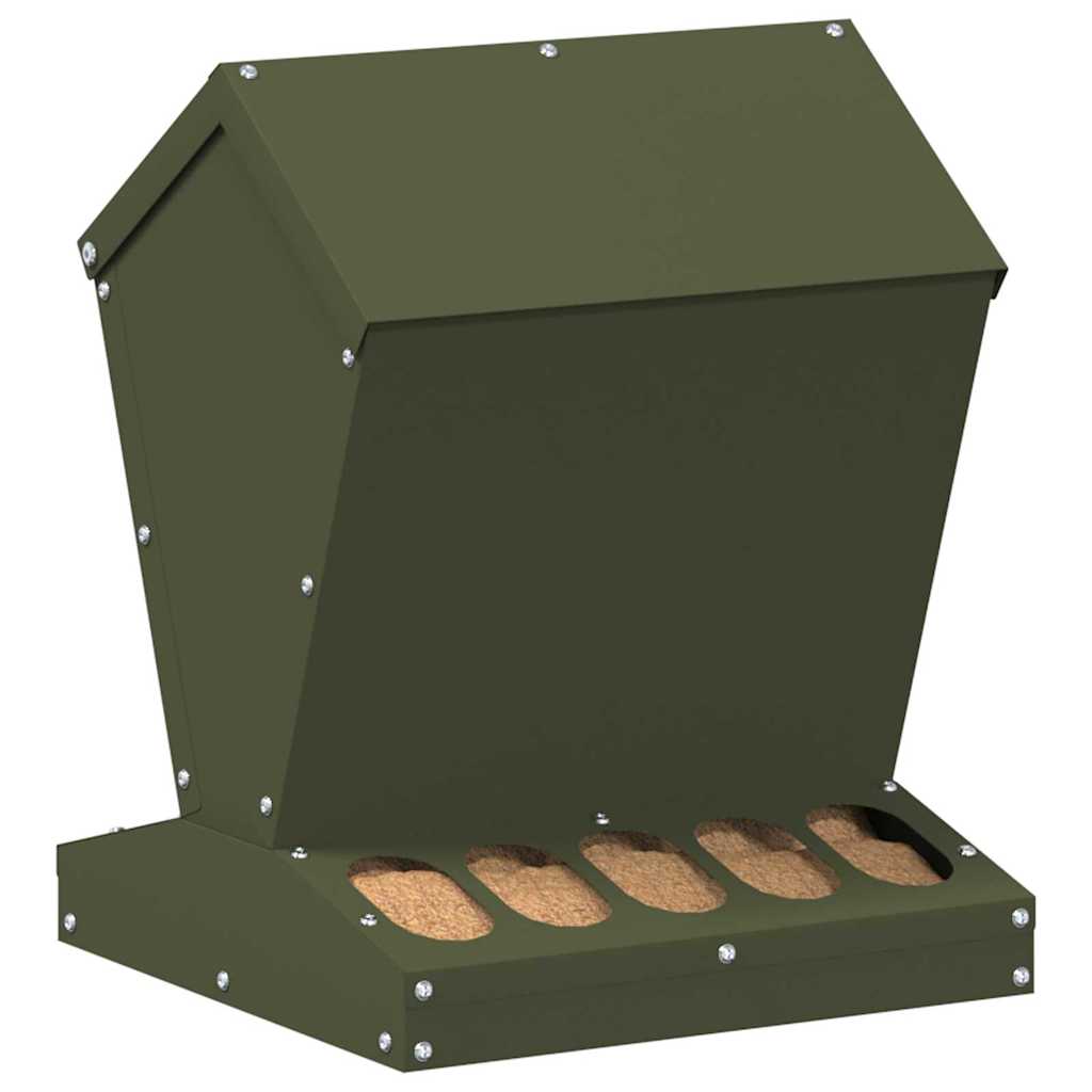 Vidaxl kip voerbak olijf groen 30 x 30 x 39 cm koudgewalst staal
