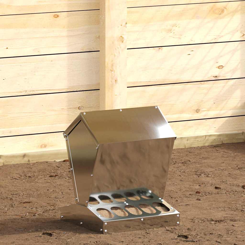 Vidaxl kip voerbak zilver 30 x 30 x 39 cm gegalvaniseerd staal