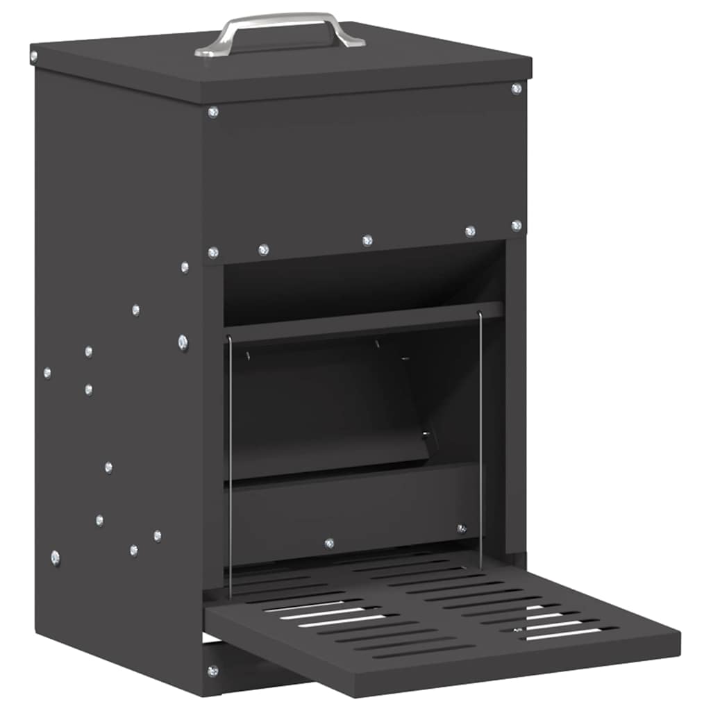 Vidaxl pedale per polli mangime nero 25 x 42 x 40 cm in acciaio laminato a freddo