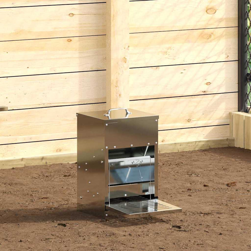 Vidaxxl mangime per polli a pedale argento 25 x 42 x 40 cm
