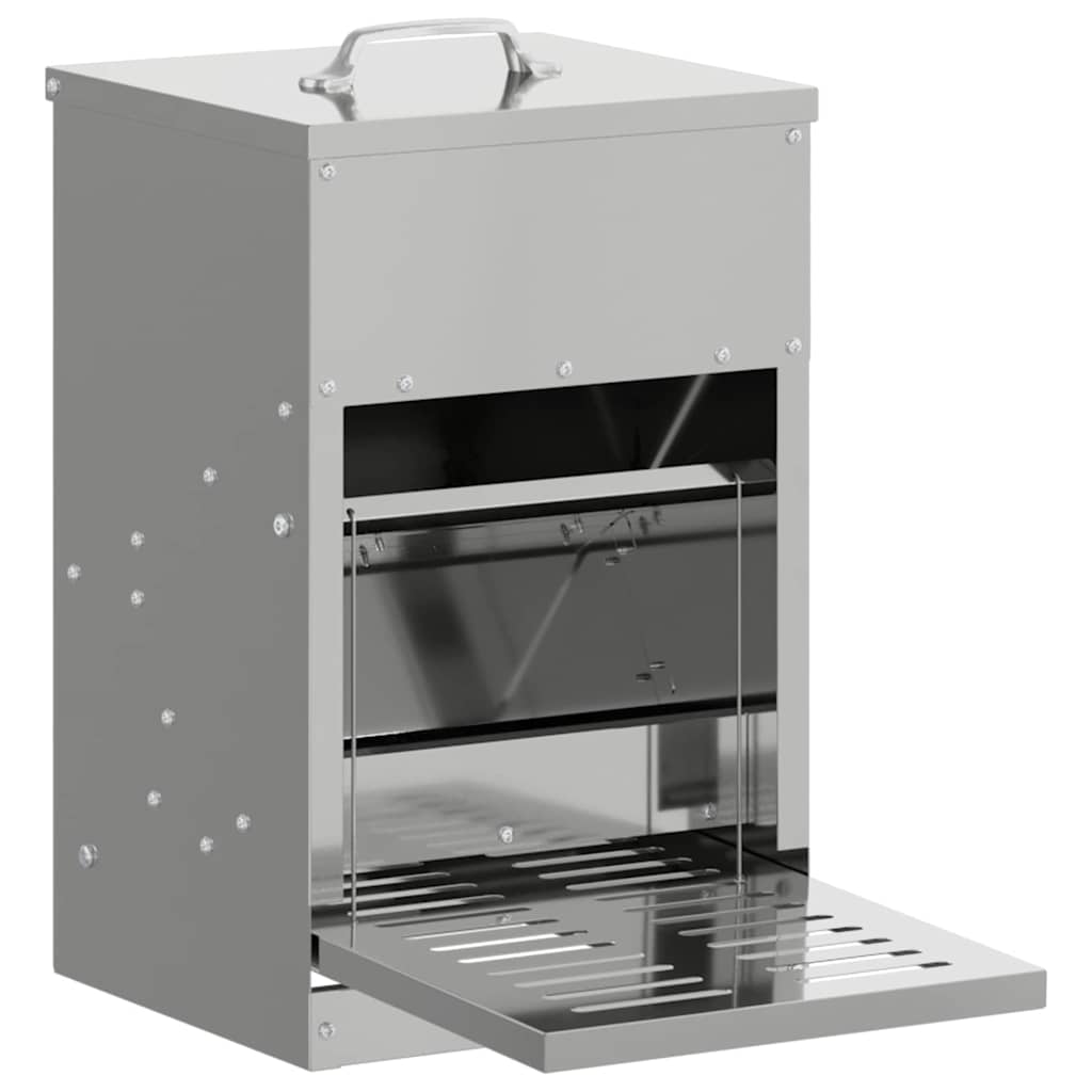 Vidaxxl mangime per polli a pedale argento 25 x 42 x 40 cm