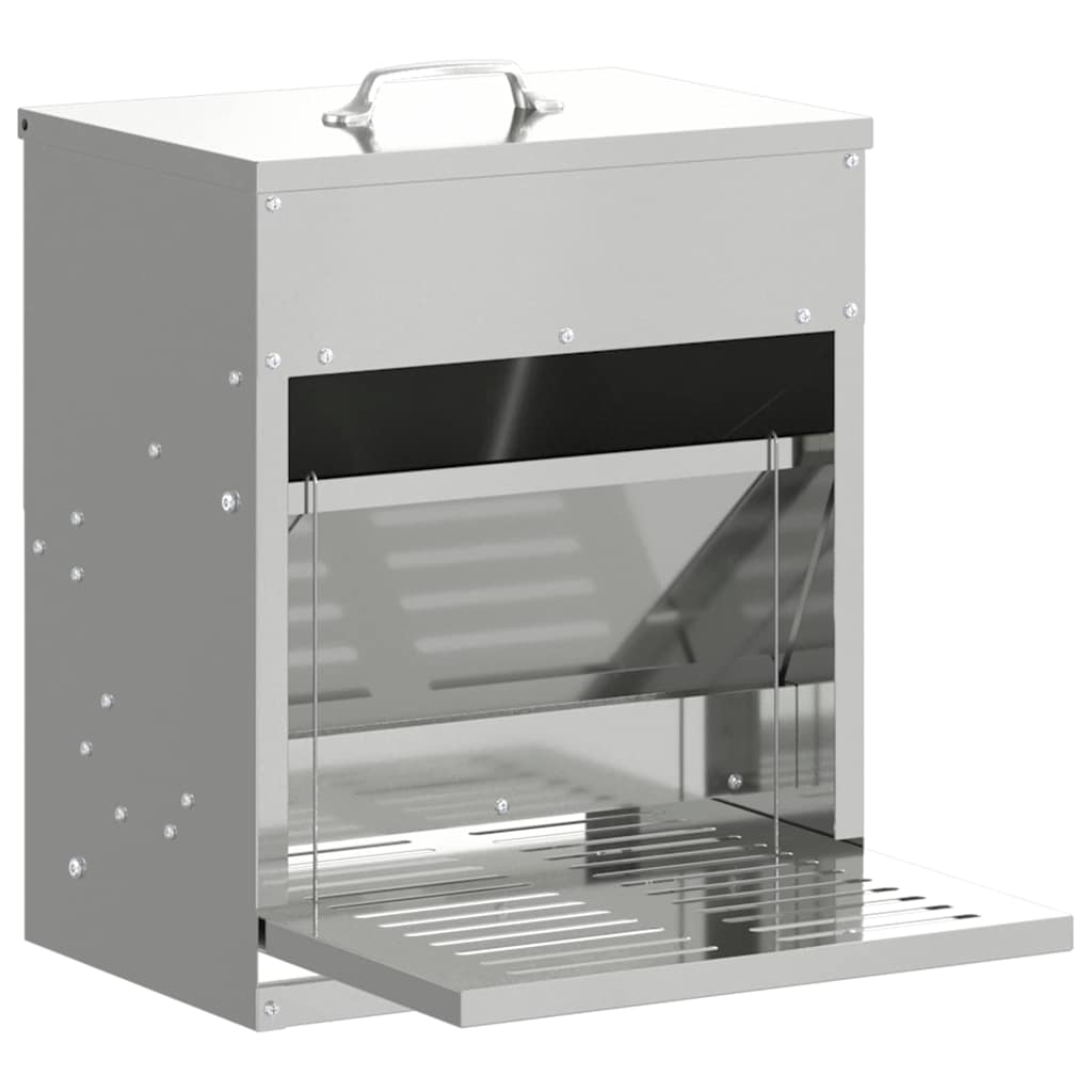 Vidaxxl mangime per polli a pedale argento 33 x 42 x 40 cm