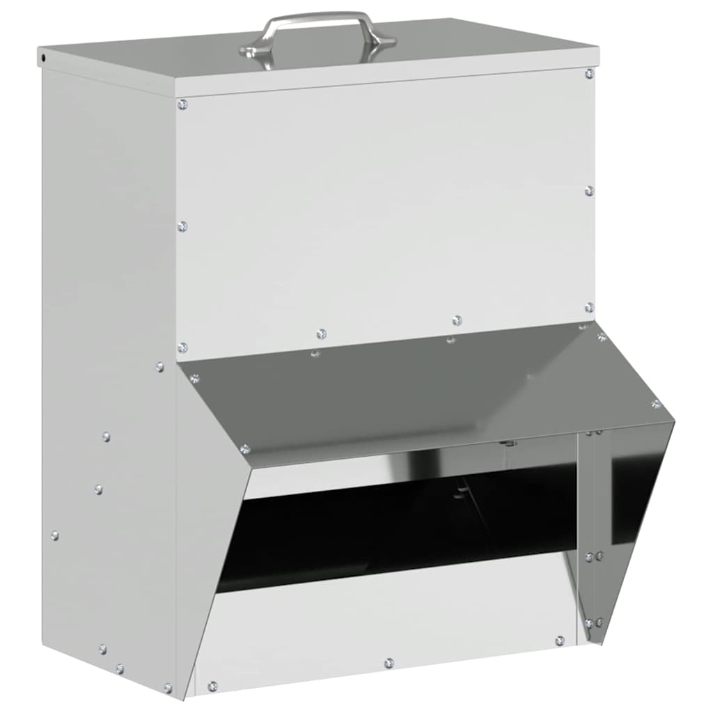 Vidaxl kip voerbak zilver 20 x 25 x35 cm gegalvaniseerd staal