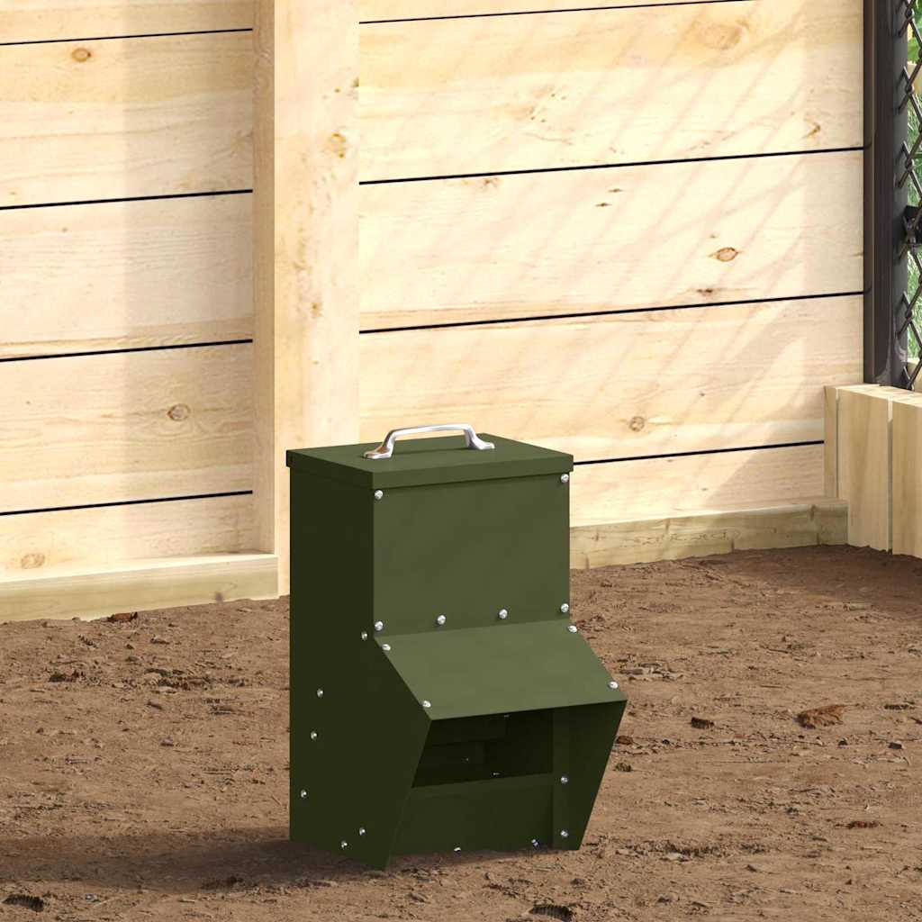 Mangiatoia per polli Vidaxx verde oliva 20 x 25 x35 cm in acciaio laminato a freddo
