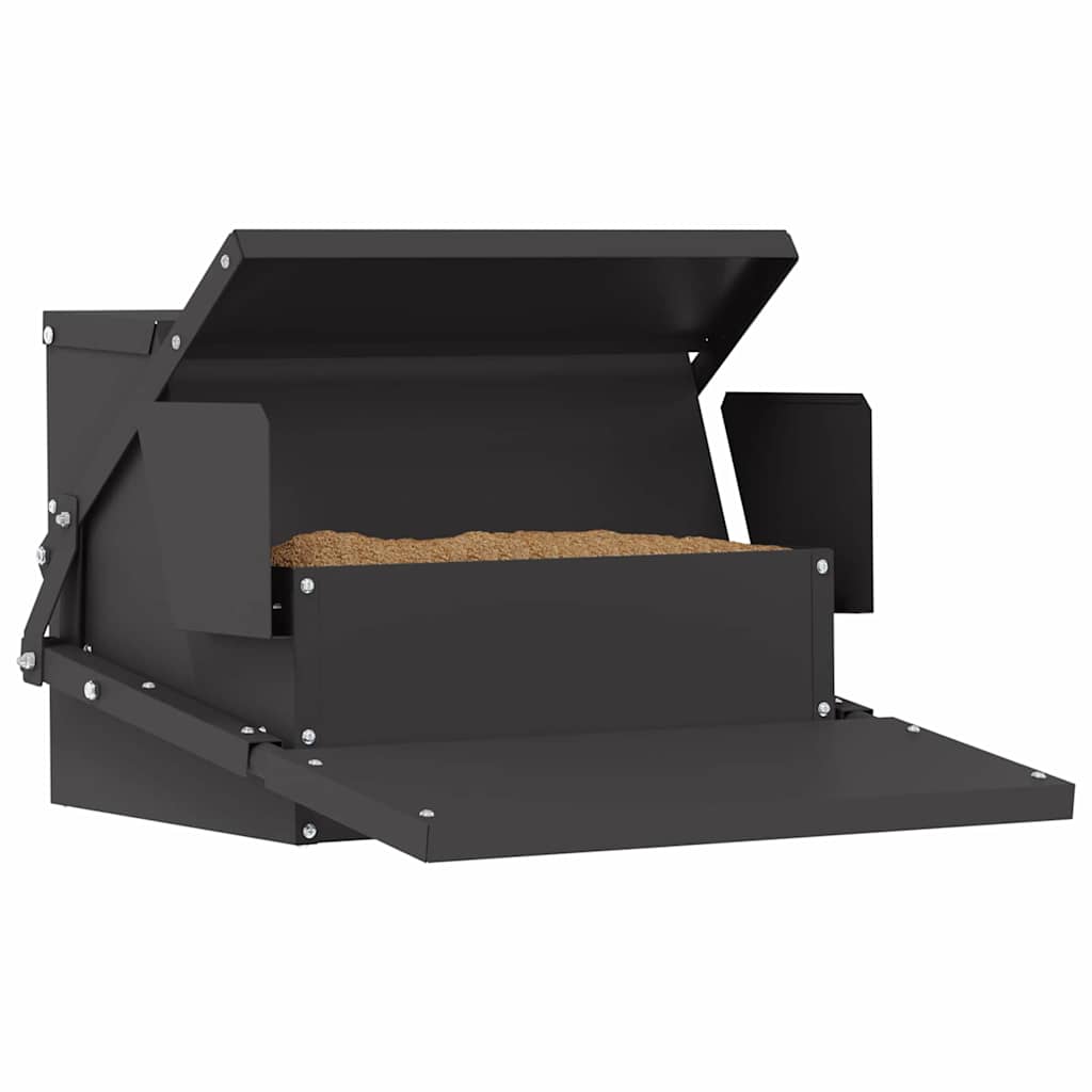 Mangiatoia a pedale per polli Vidaxxl nera 50 x 40 x 29 cm in acciaio laminato a freddo