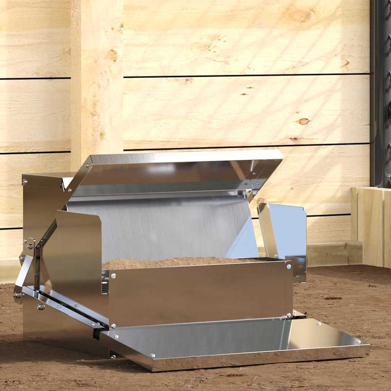 Vidaxl mangime per polli a pedale argento 50 x 40 x 29 cm