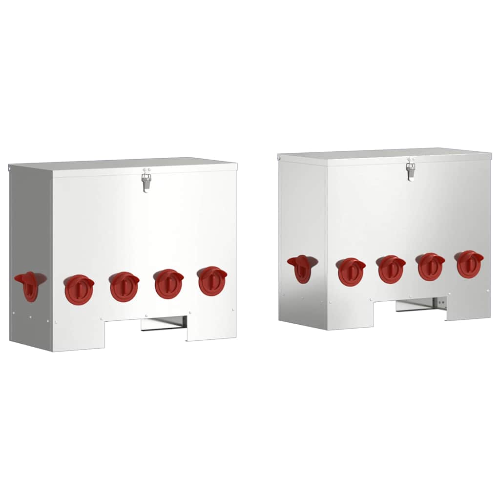 Vidaxl kip voerbak 2 pcs zilver 60,5 x 29 x 51 cm gegalvaniseerd staal