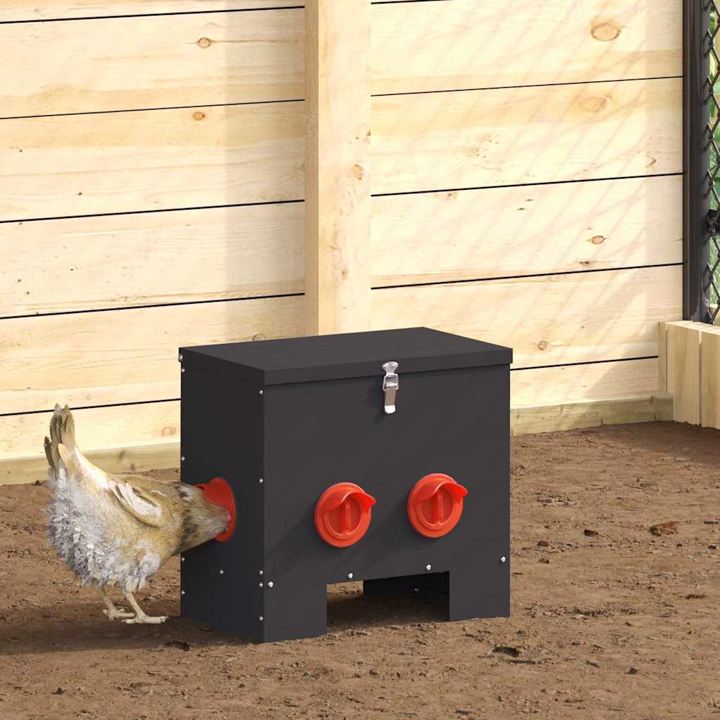 Mangiatoia per polli Vidaxl 2 pezzi nera 40,5 x 25 x 38 cm acciaio laminato a freddo