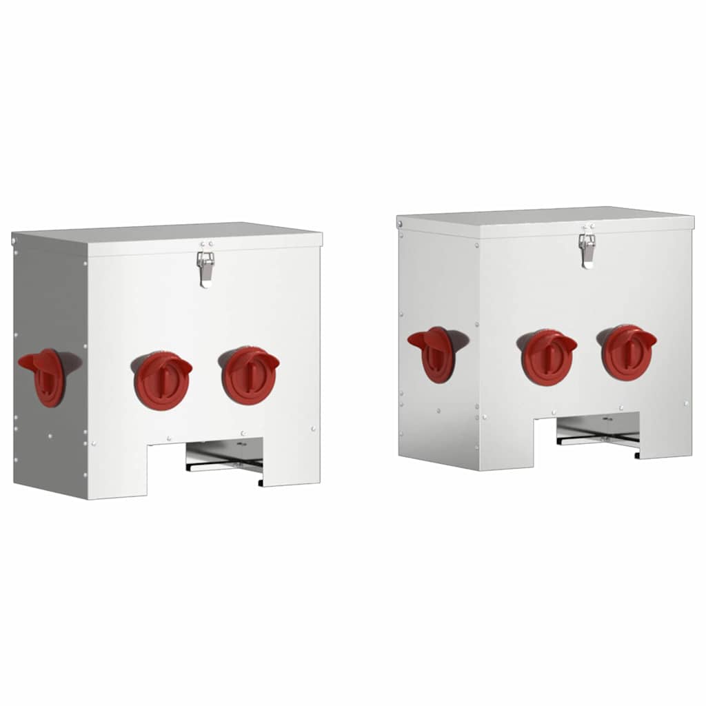 Mangiatoia per polli Vidaxx 2 pezzi argento 40,5 x 25 x 38 cm in acciaio zincato