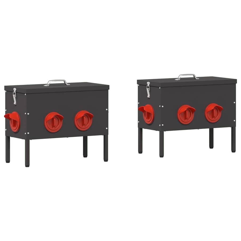Mangiatoia per polli Vidaxx 2 pezzi nera 41,5 x 20,5 x 33 cm acciaio laminato a freddo