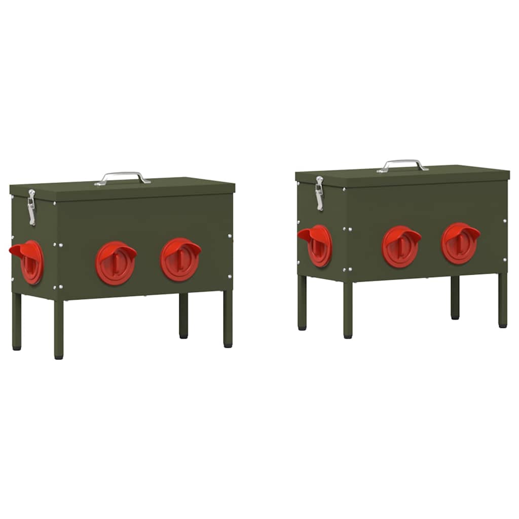 Vidaxl comedero para pollos 2 uds verde oliva 41,5 x 20,5 x 33 cm