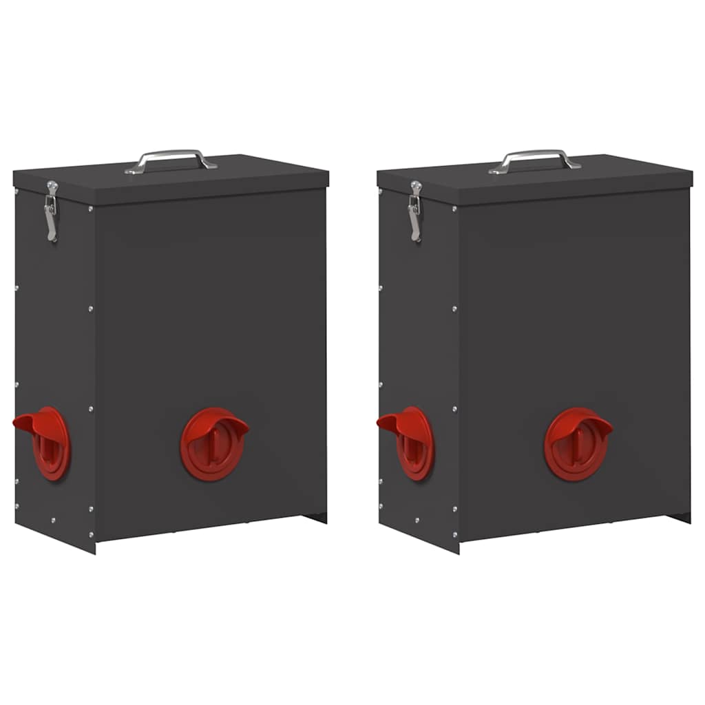 Mangiatoia per polli Vidaxx 2 pezzi nera 32,5 x 20,5 x 43 cm acciaio laminato a freddo