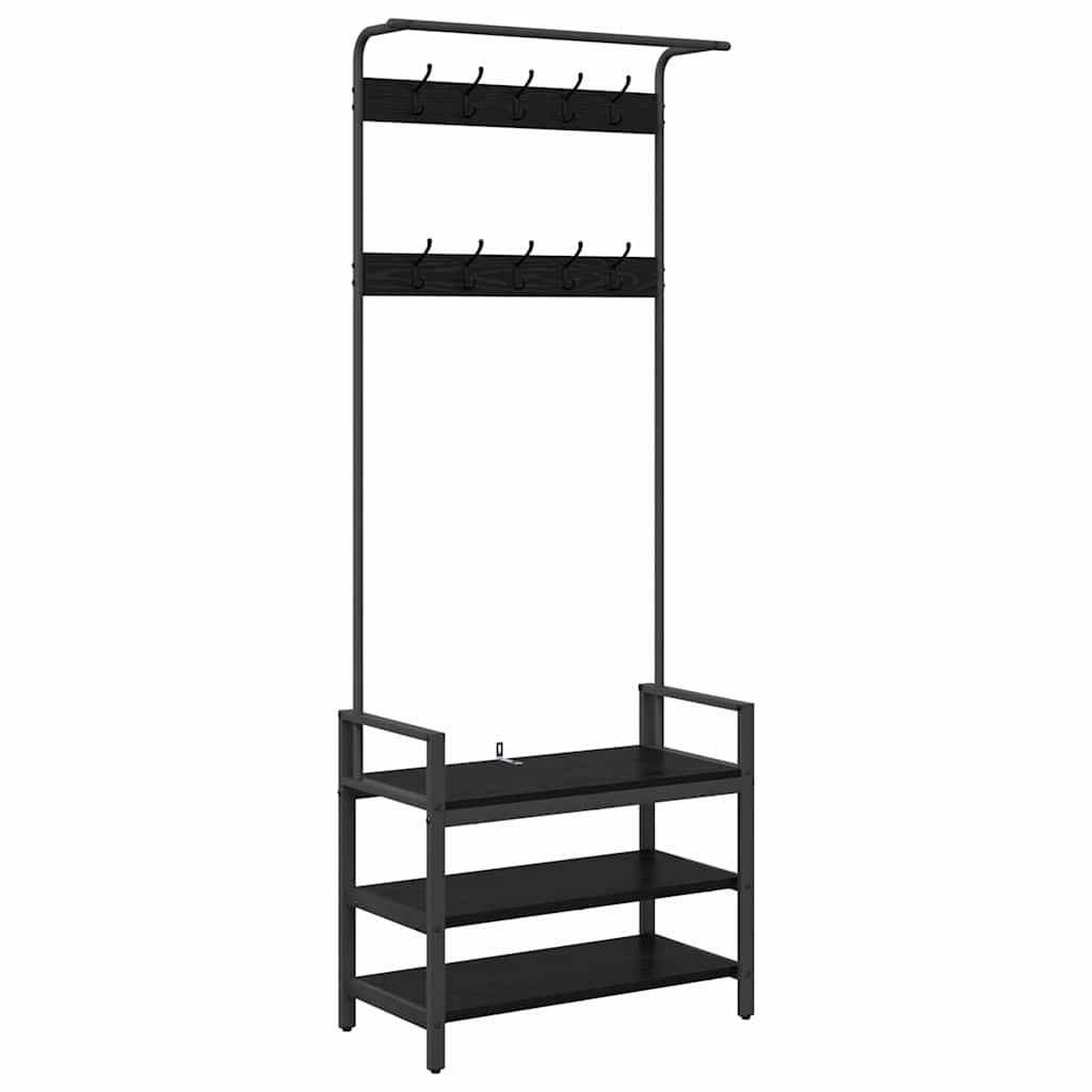 Vidaxxl perchero con estante roble negro 75 x 34 x 184 cm madera procesada