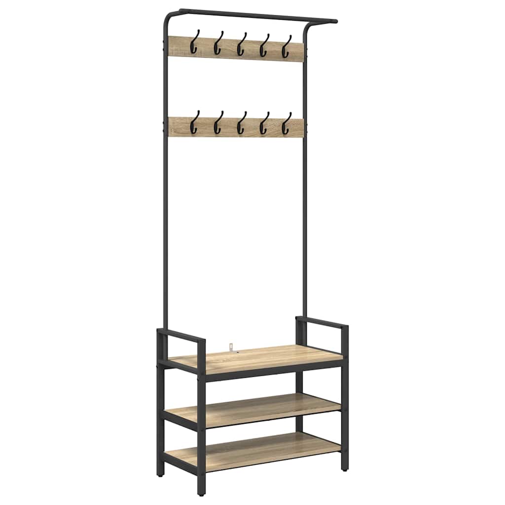 Perchero vidaxl con estante roble sonoma 75 x 34 x 184 cm madera procesada