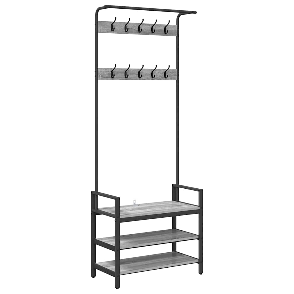 Appendiabiti Vidaxl con ripiano grigio sonoma 75 x 34 x 184 cm rifinito in legno