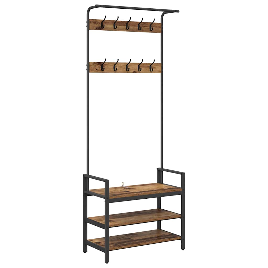 Vidaxxl perchero con estante madera vieja 75 x 34 x 184 cm madera procesada