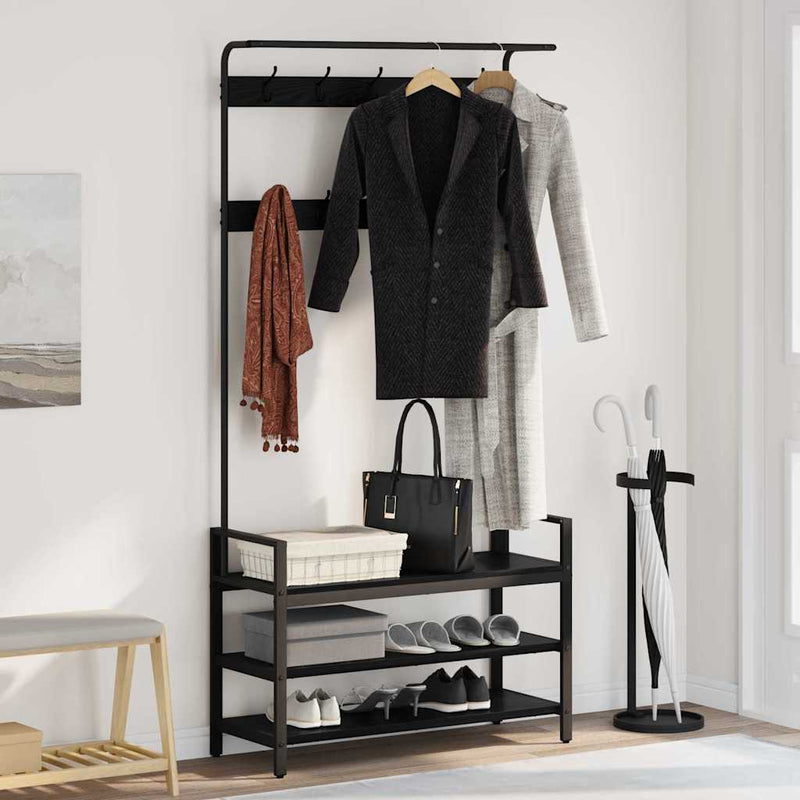Vidaxxl perchero con estante roble negro 95 x 34 x 184 cm madera procesada