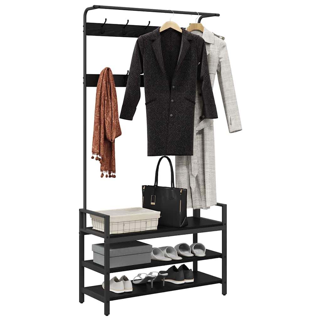 Vidaxxl perchero con estante roble negro 95 x 34 x 184 cm madera procesada