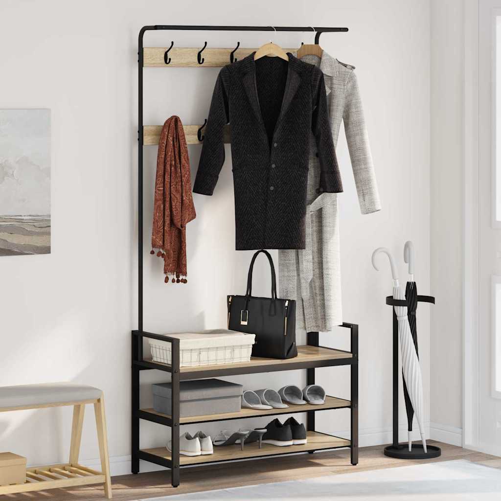 Perchero vidaxl con estante roble sonoma 95 x 34 x 184 cm madera procesada
