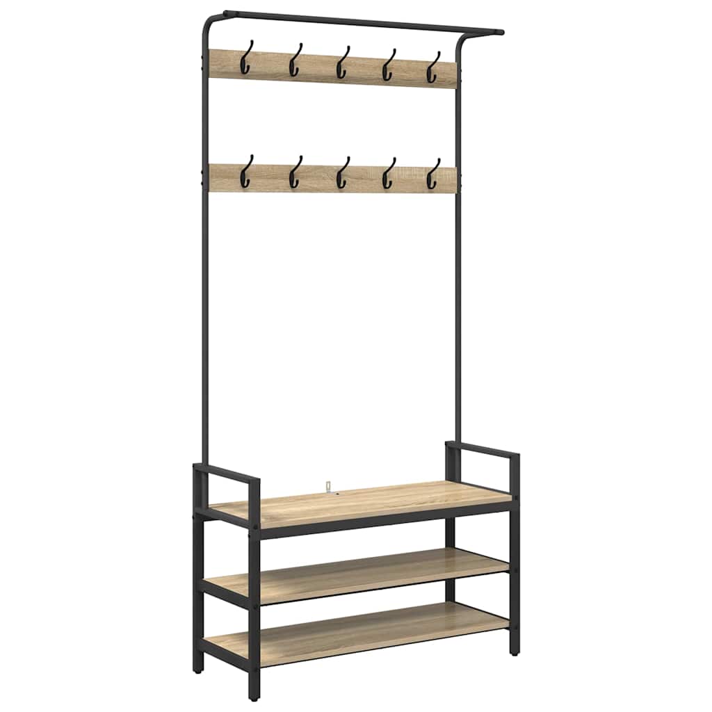 Perchero vidaxl con estante roble sonoma 95 x 34 x 184 cm madera procesada