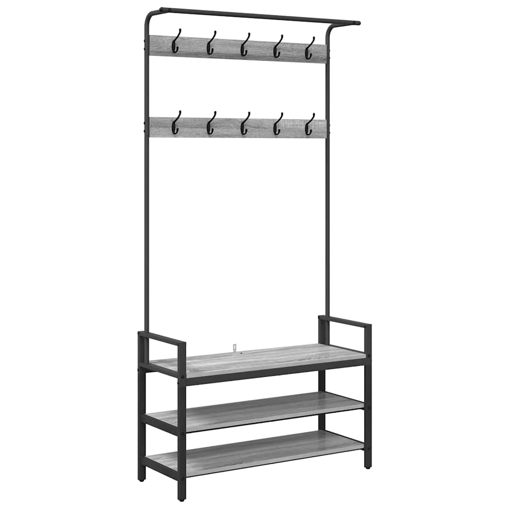 Vidaxl perchero con estante gris sonoma 95 x 34 x 184 cm acabado madera