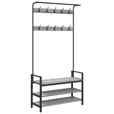 Vidaxl kapstok met plank grijs sonoma 95 x 34 x 184 cm bewerkt hout