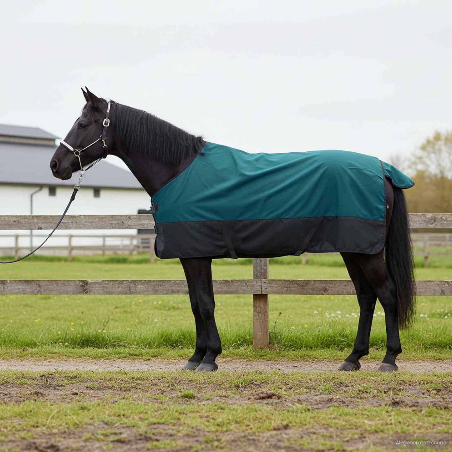 Coperta per cavallo Vidaxx verde scuro e nero 115 cm in poliestere