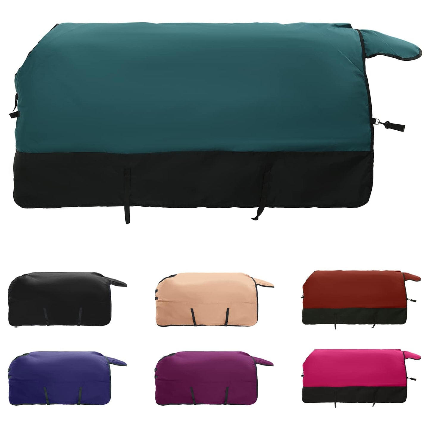 Coperta per cavallo Vidaxx verde scuro e nero 115 cm in poliestere