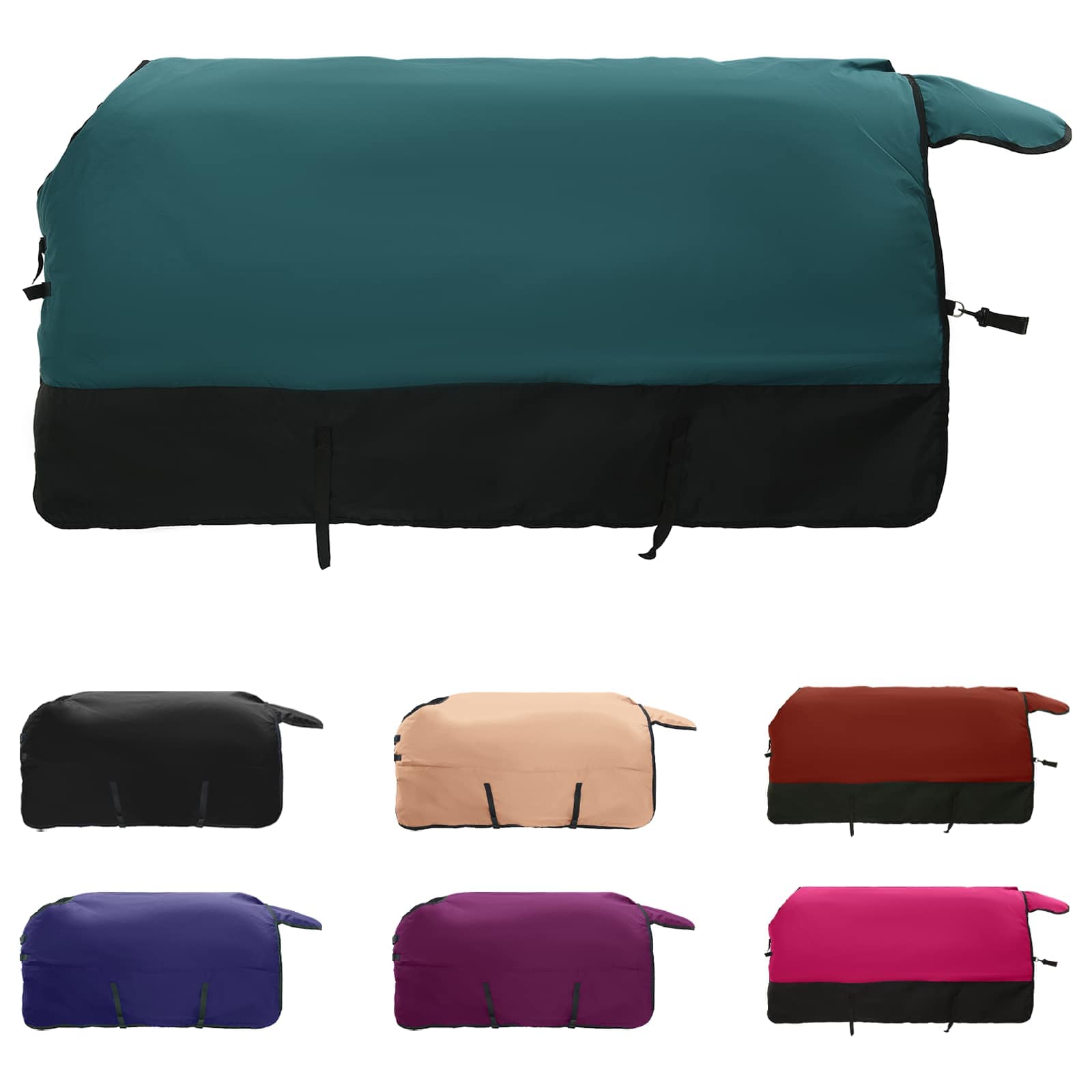 Coperta per cavallo Vidaxx verde scuro e nero 135 cm in poliestere