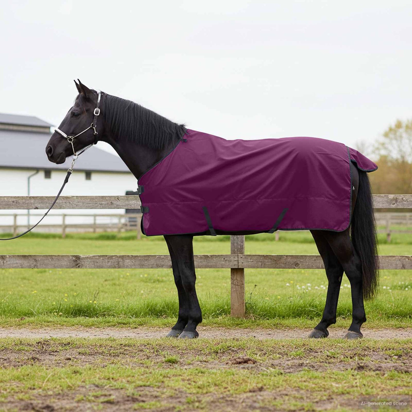 Coperta per cavallo Vidaxx verde scuro e nero 145 cm in poliestere