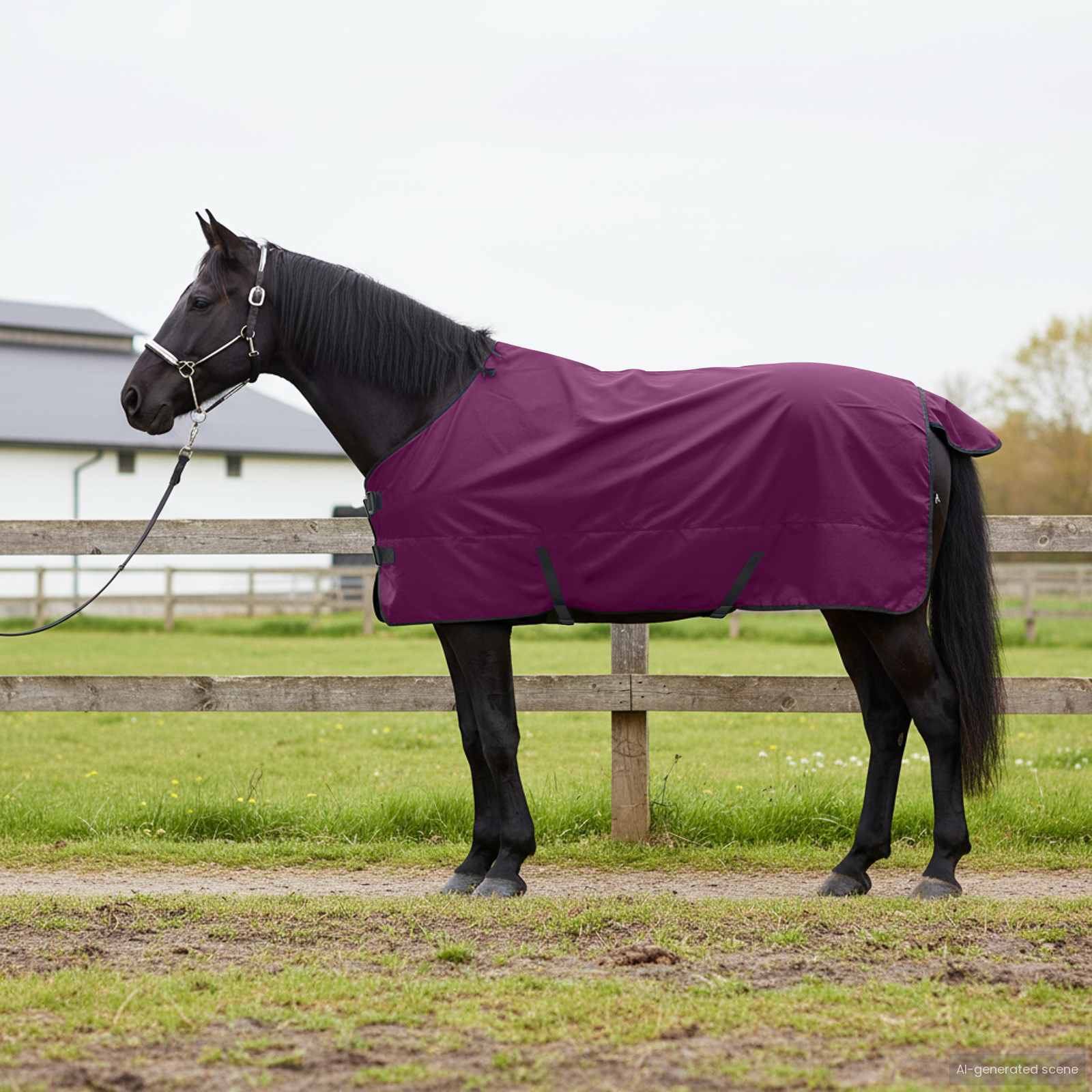 Coperta per cavallo Vidaxx verde scuro e nero 145 cm in poliestere