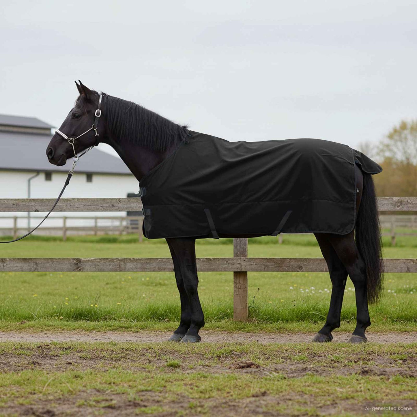 Coperta per cavallo Vidaxx verde scuro e nero 165 cm in poliestere