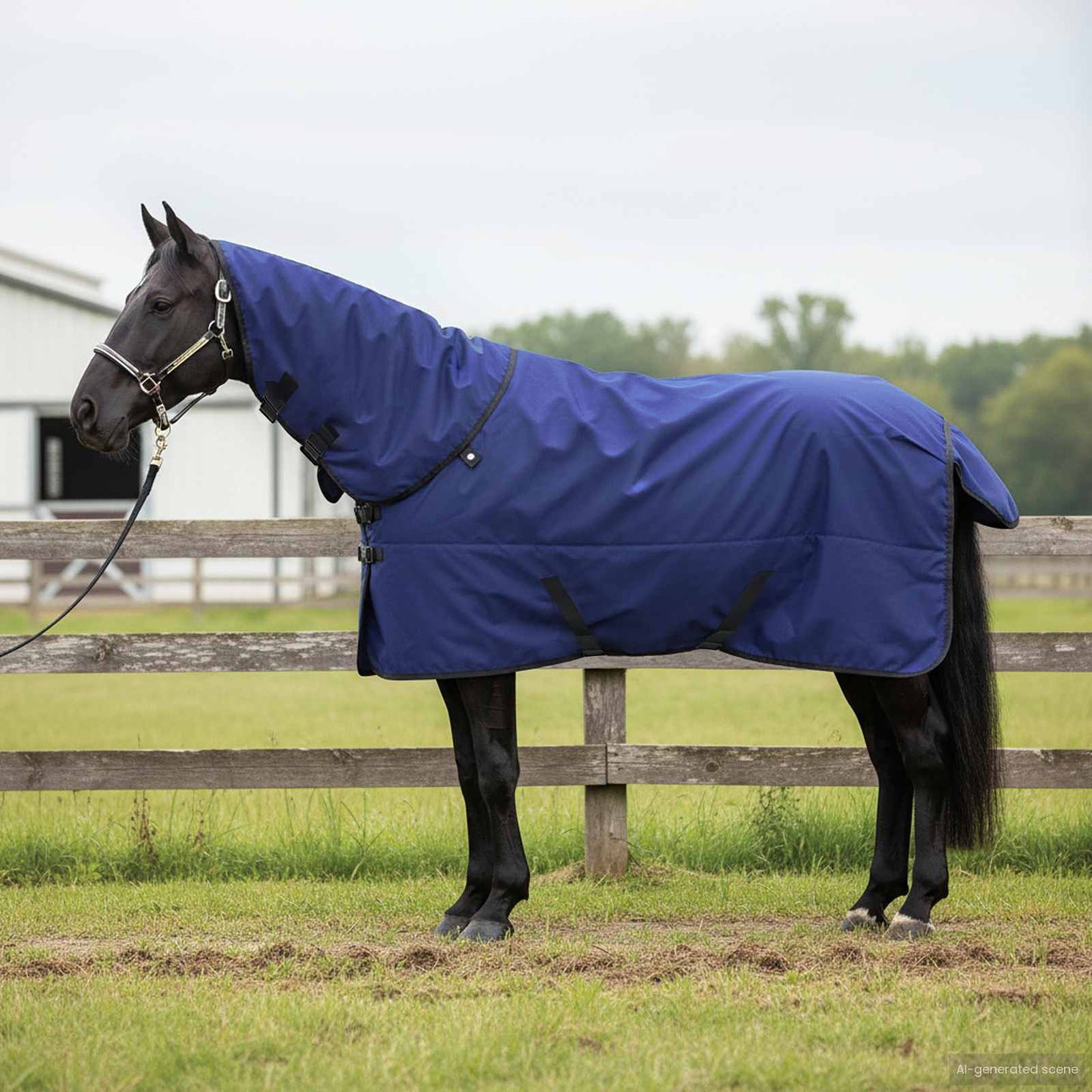 Coperta per cavallo Vidaxx verde scuro e nero 105 cm in poliestere