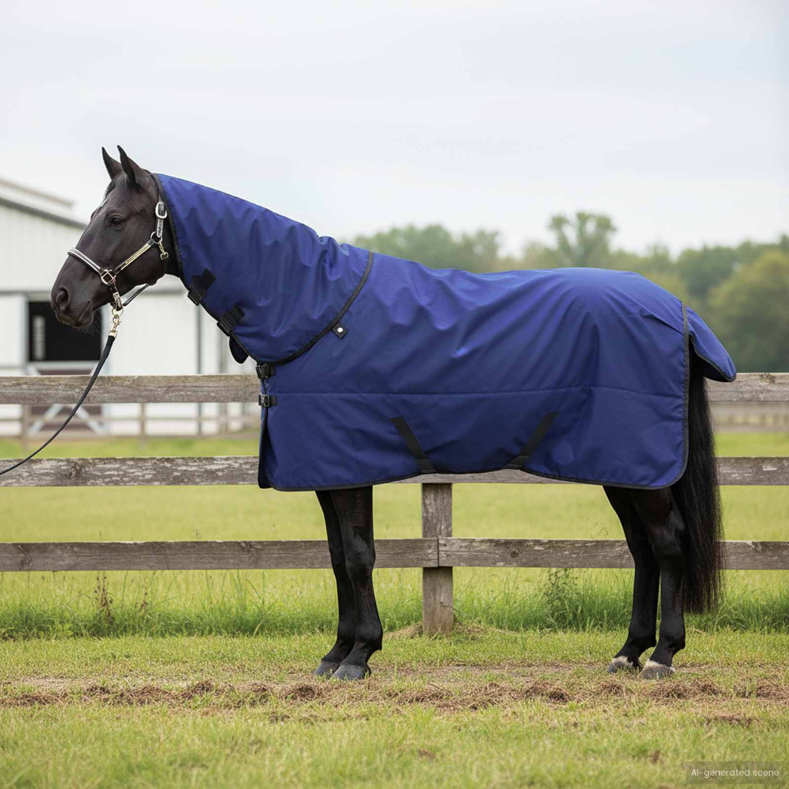 Coperta per cavallo Vidaxx verde scuro e nero 105 cm in poliestere
