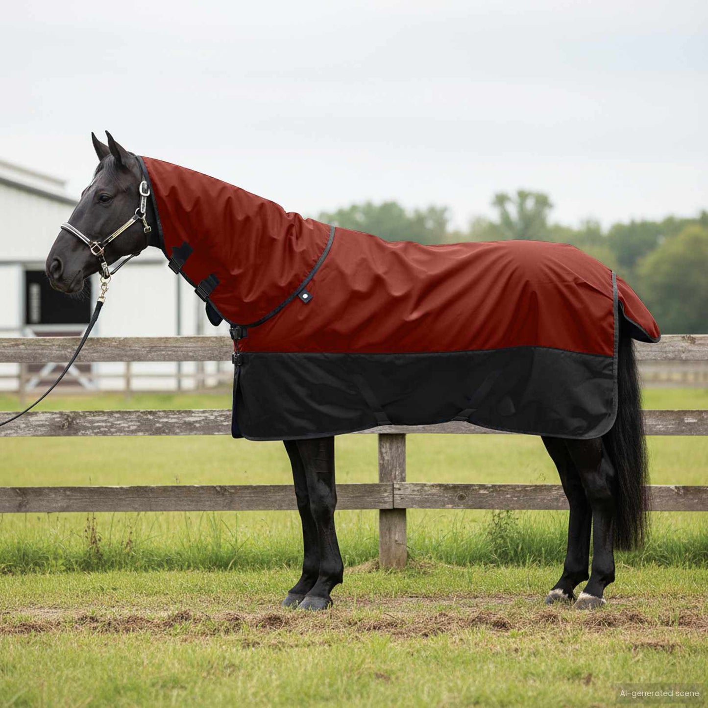 Coperta per cavallo Vidaxx verde scuro e nero 115 cm in poliestere