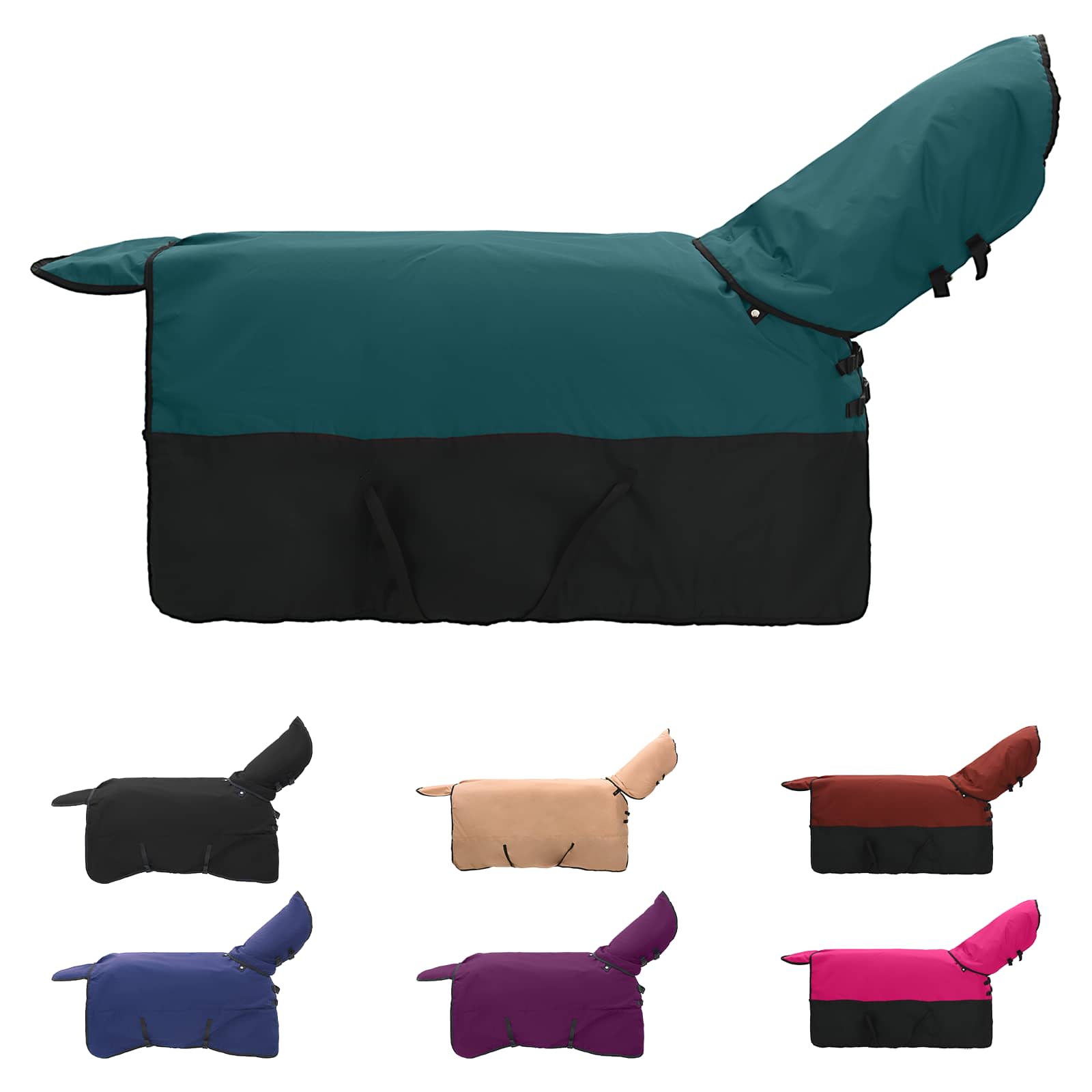 Coperta per cavallo Vidaxx verde scuro e nero 85 cm in poliestere