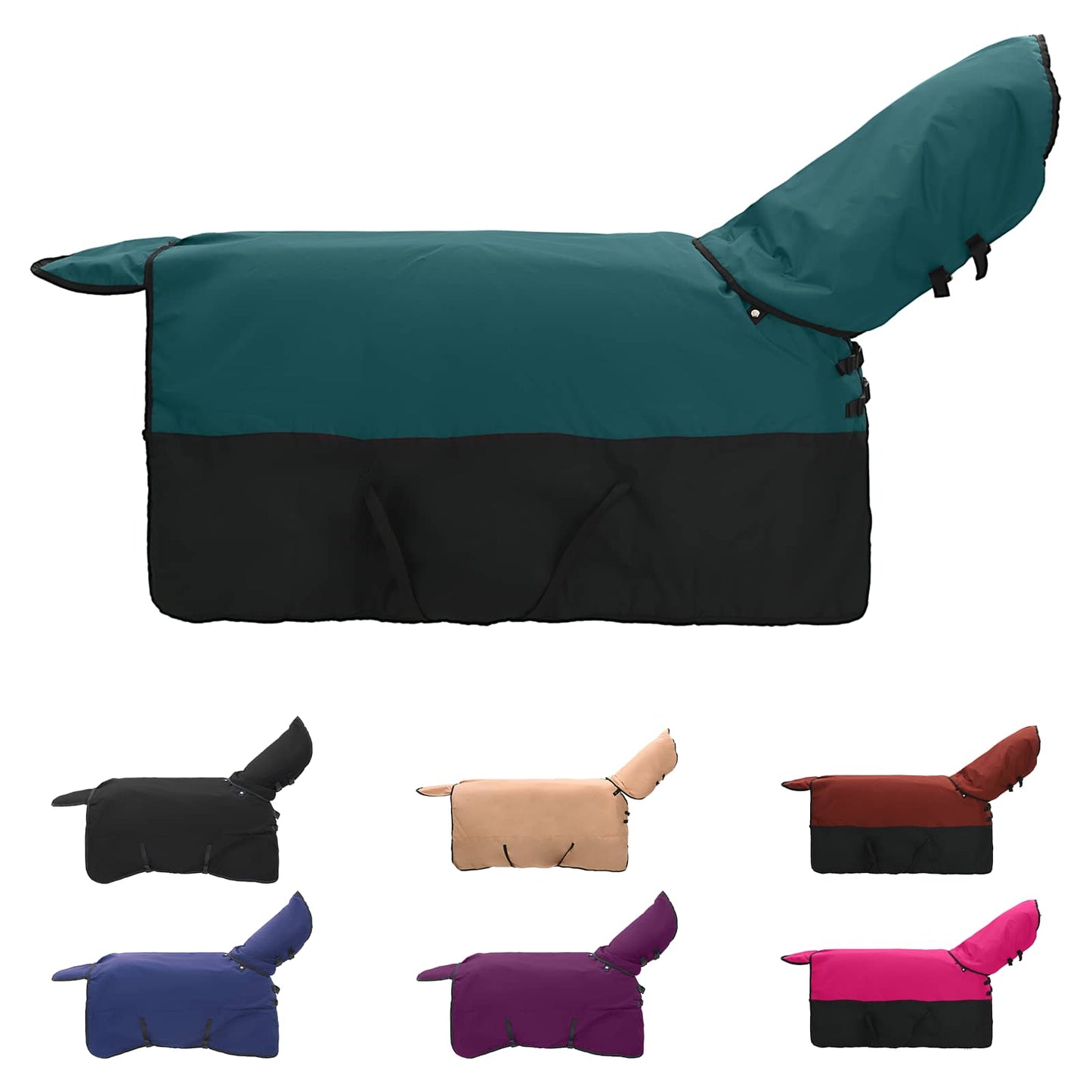 Coperta per cavallo Vidaxx verde scuro e nero 145 cm in poliestere