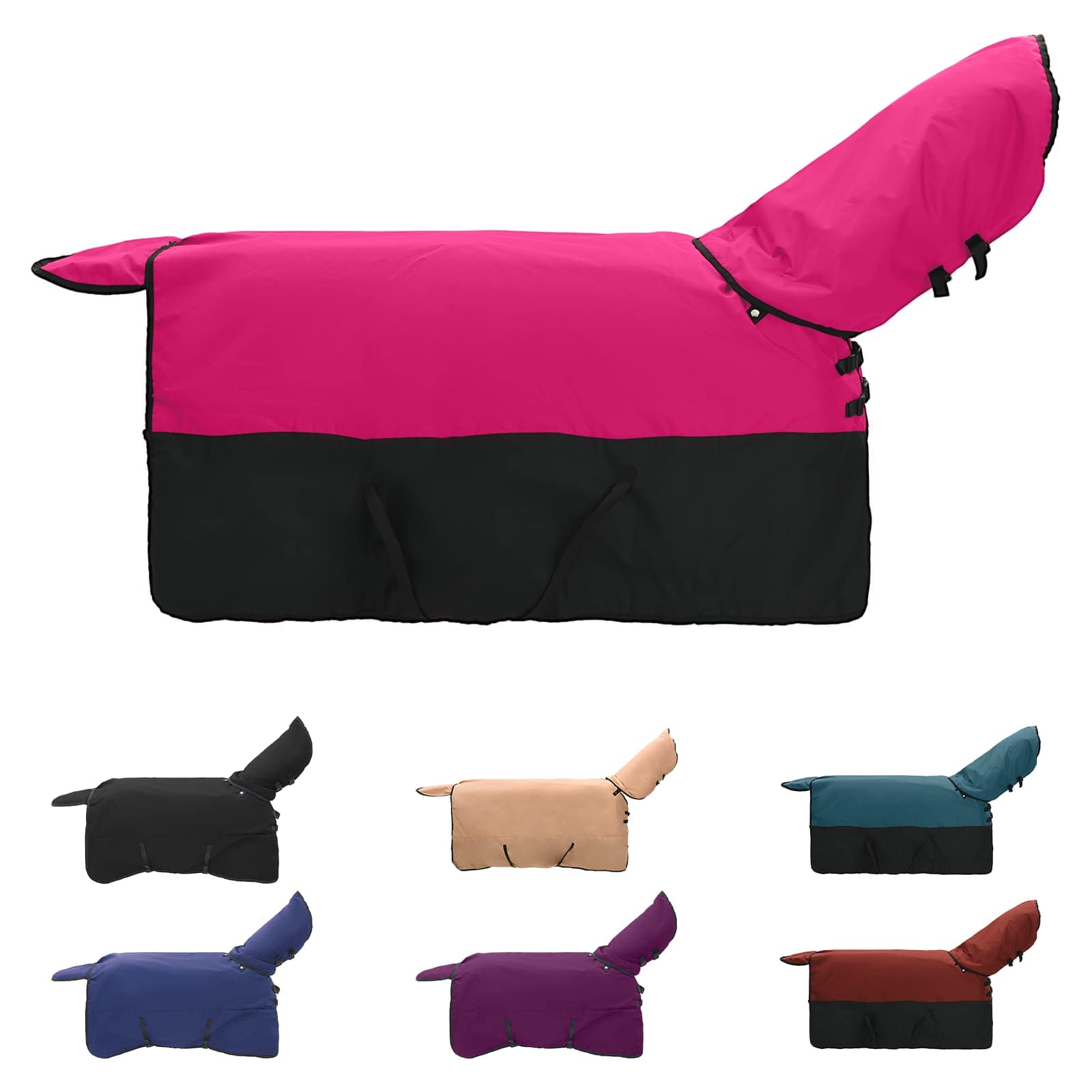 Coperta per cavallo Vidaxx rosa e nera 85 cm in poliestere