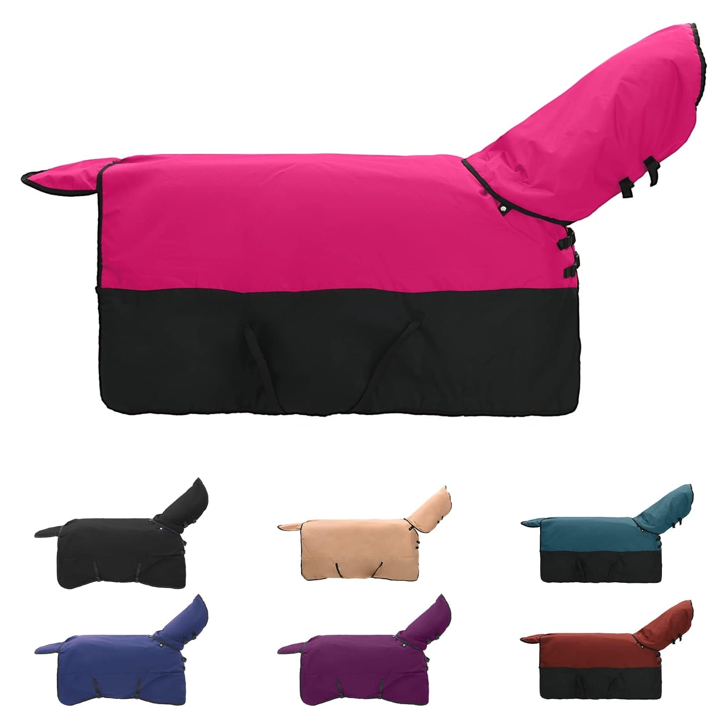 Coperta per cavallo Vidaxx rosa e nera 95 cm in poliestere